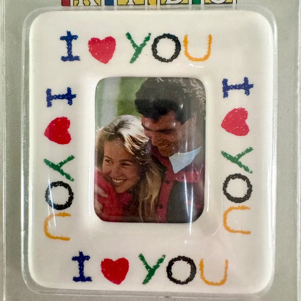 Kids Magnetic Photo Frame Colorful Crayons White I Love You Hearts Vintage New